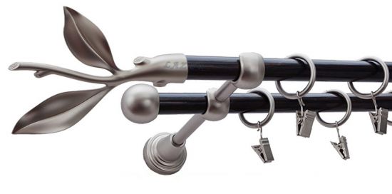 Karnisz LISTEK Satyna Nikiel, Podw&oacute;jny 16 +16 rura wenge