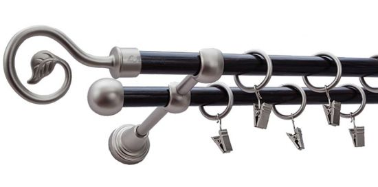 Karnisz LUCCA Satyna Nikiel, Podw&oacute;jny 16 +16 rura wenge