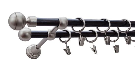 Karnisz PAOLA Satyna Nikiel, Podw&oacute;jny 16 +16 rura wenge