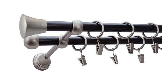 Karnisz MONACO Satyna Nikiel, Podw&oacute;jny 16 +16 rura wenge