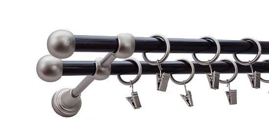 Karnisz KULA Satyna Nikiel, Podw&oacute;jny 16 +16 rura wenge