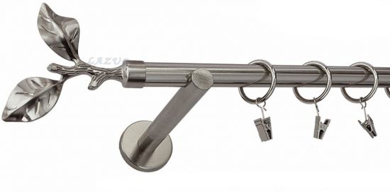 Karnisz LIŚĆ R&Oacute;ŻY Stal Nierdzewna, Pojedynczy 19 wspornik prosty