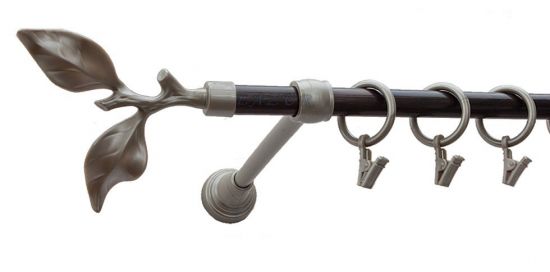 Karnisz Motyw Kute Satyna + Wenge, Pojedynczy 16 LIŚĆ R&Oacute;ŻY