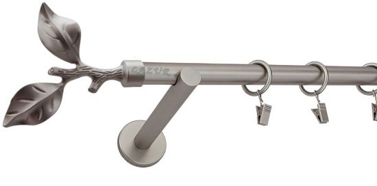 Karnisz LIŚĆ R&Oacute;ŻY Satyna Nikiel, Pojedynczy 19 wspornik prosty