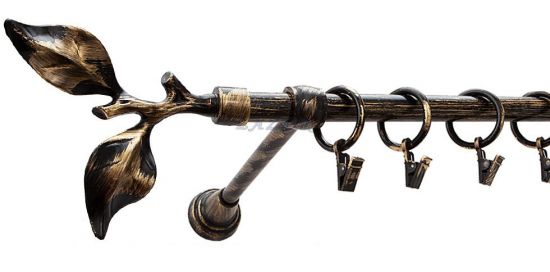 Karnisz Motyw Kute Czarne Złoto, Pojedynczy 16 LIŚĆ R&Oacute;ŻY