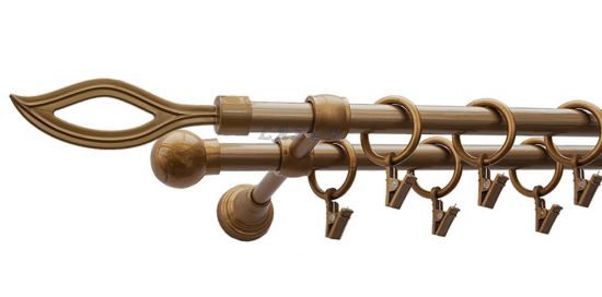 Karnisz Motyw Kute Stare Złoto, Podw&oacute;jne 16 + 16 PŁOMIEŃ 