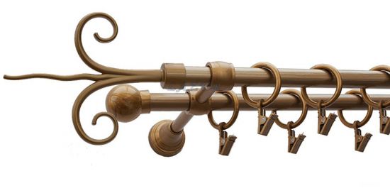 Karnisz Motyw Kute Stare Złoto, Podw&oacute;jne 16 + 16 FANTAZJA