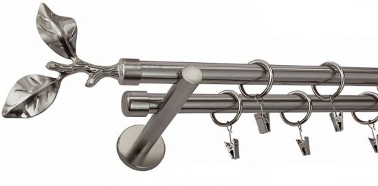 Karnisz LIŚĆ R&Oacute;ŻY Stal Nierdzewna  Podw. 19 + 19 wspornik prosty