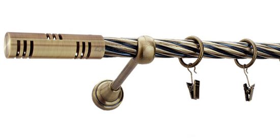 Karnisz ELIS Antyk Mosiądz, Pojedynczy 19  rura skrętna