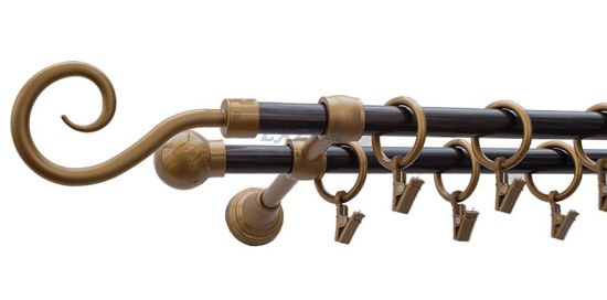 Karnisz Motyw Kute Stare Złoto + Wenge, Podw&oacute;jne 16 + 16 HAK