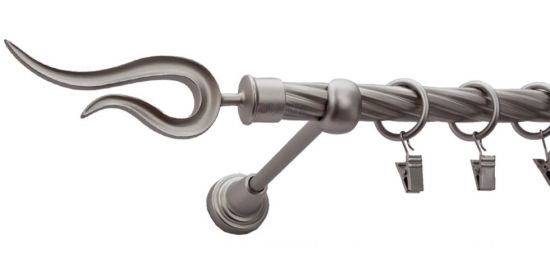 Karnisz VIOLO Satyna Nikiel, Pojedynczy 19  rura skrętna