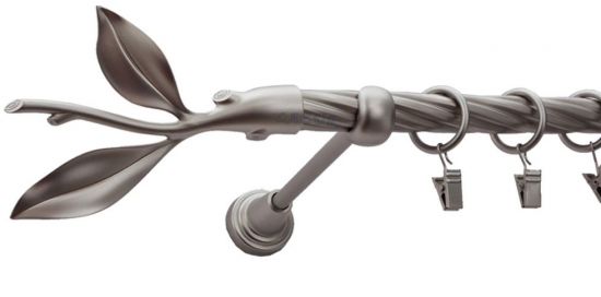 Karnisz LISTEK Satyna Nikiel, Pojedynczy 19  rura skrętna