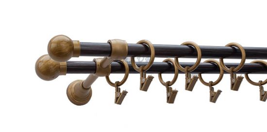 Karnisz Motyw Kute Stare Złoto + Wenge, Podw&oacute;jne 16 + 16 KULA