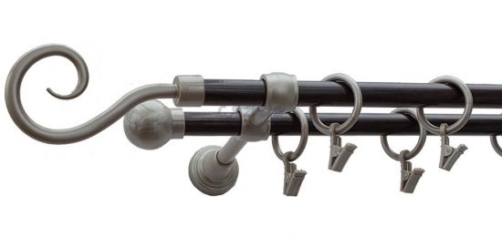 Karnisz Motyw Kute Satyna + Wenge, Podw&oacute;jne 16 + 16 HAK