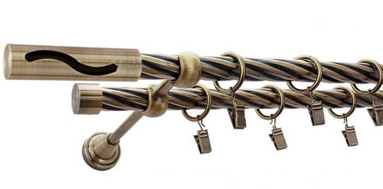 Karnisz SALSA Antyk MosiĄdz, Podw&oacute;jny 19 + 19 rura skrętna