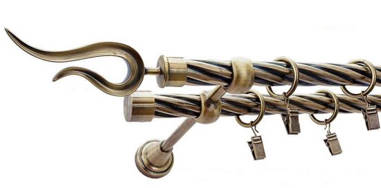 Karnisz VIOLO Antyk Mosiądz, Podw&oacute;jny 19 + 19 rura skrętna