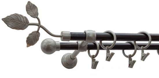 Karnisz Motyw Kute Satyna + Wenge, Podw&oacute;jne 16 + 16 LISTEK