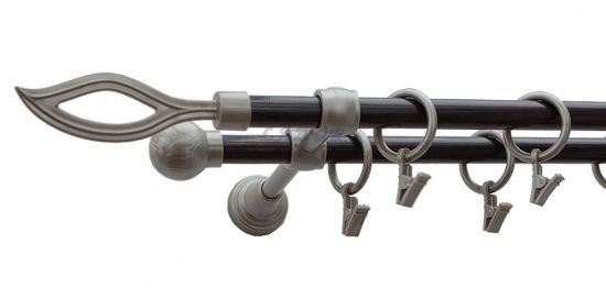 Karnisz Motyw Kute Satyna + Wenge, Podw&oacute;jne 16 + 16 PŁOMIEŃ