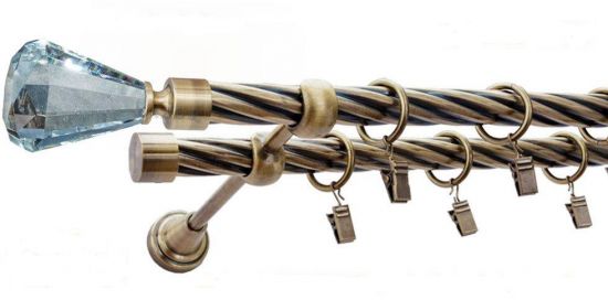 Karnisz FAON Antyk Mosiądz, Podw&oacute;jny 19 + 19 rura skrętna