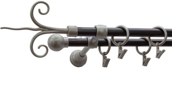 Karnisz Motyw Kute Satyna + Wenge, Podw&oacute;jne 16 + 16 FANTAZJA