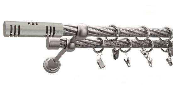 Karnisz ELIS Satyna Nikiel, Podw&oacute;jny 19 + 19 rura skrętna