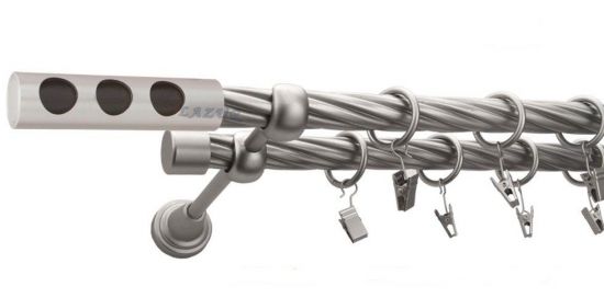 Karnisz DAWI Satyna Nikiel, Podw&oacute;jny 19 + 19 rura skrętna