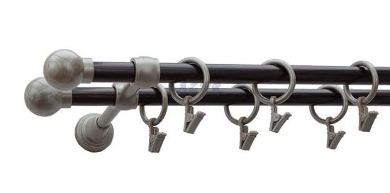 Karnisz Motyw Kute Satyna + Wenge, Podw&oacute;jne 16 + 16 KULA