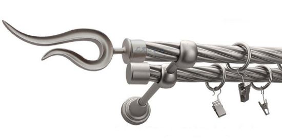 Karnisz VIOLO Satyna Nikiel, Podw&oacute;jny 19 + 19 rura skrętna