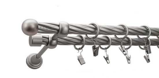 Karnisz KULA Satyna Nikiel, Podw&oacute;jny 19 + 19 rura skrętna