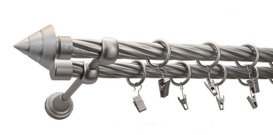 Karnisz AMARO Satyna Nikiel, Podw&oacute;jny 19 + 19 rura skrętna