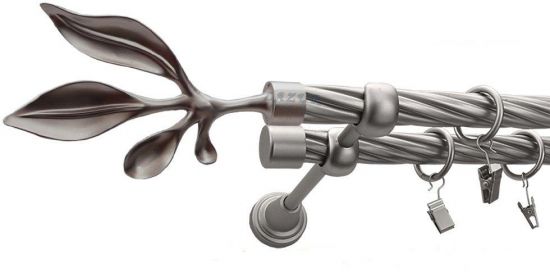 Karnisz BAWARO Satyna Nikiel, Podw&oacute;jny 19 + 19 rura skrętna