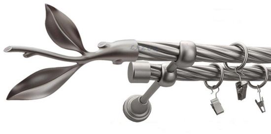 Karnisz LISTEK Satyna Nikiel, Podw&oacute;jny 19 + 19 rura skrętna