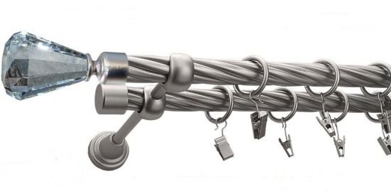 Karnisz FAON Satyna Nikiel, Podw&oacute;jny 19 + 19 rura skrętna