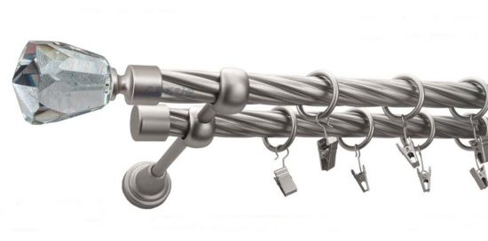 Karnisz TRAVO Satyna Nikiel, Podw&oacute;jny 19 + 19 rura skrętna