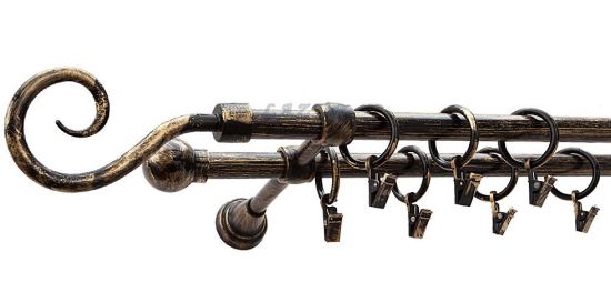 Karnisz Motyw Kute Czarne Złoto, Podw&oacute;jne 16 + 16 HAK