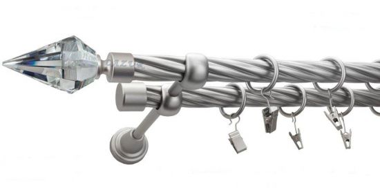 Karnisz VENETO Satyna Nikiel, Podw&oacute;jny 19 + 19 rura skrętna