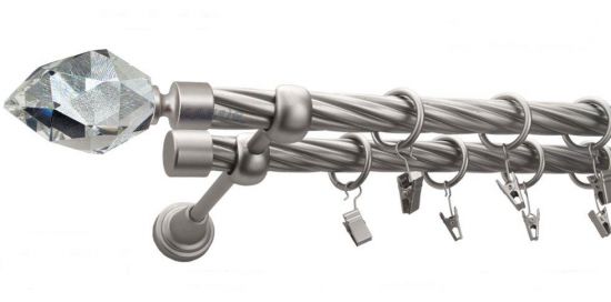 Karnisz TULIP Satyna Nikiel, Podw&oacute;jny 19 + 19 rura skrętna