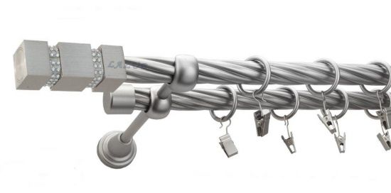 Karnisz FOSSI Satyna Nikiel, Podw&oacute;jny 19 + 19 rura skrętna