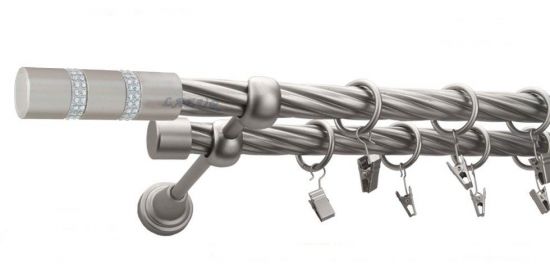 Karnisz ROSETTI Satyna Nikiel, Podw&oacute;jny 19 + 19 rura skrętna