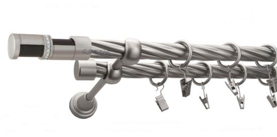 Karnisz DANTE Satyna Nikiel, Podw&oacute;jny 19 + 19 rura skrętna