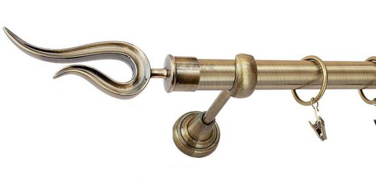 Karnisz VIOLO Antyk Mosiądz, Pojedynczy 25 rura gładka