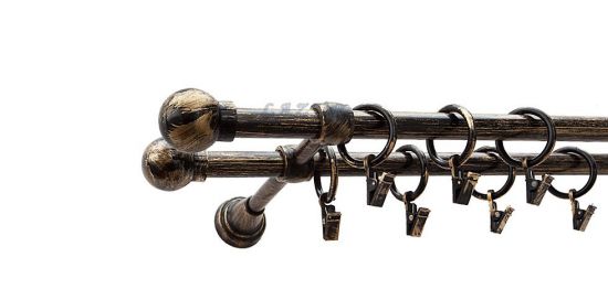 Karnisz Motyw Kute Czarne Złoto, Podw&oacute;jne 16 + 16 KULA