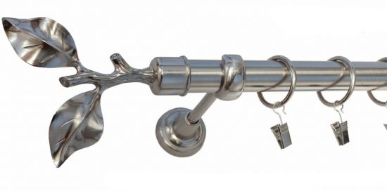 Karnisz LIŚĆ R&Oacute;ŻY Stal Nierdzewna , Pojedynczy 25 rura gładka