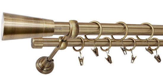 Karnisz IMPERIA Antyk Mosiądz, Podw&oacute;jny 25 +19 rura gładka