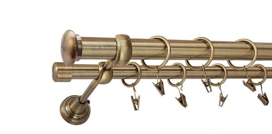 Karnisz ZAŚLEPKA Antyk Mosiądz, Podw&oacute;jny 25 +19 rura gładka