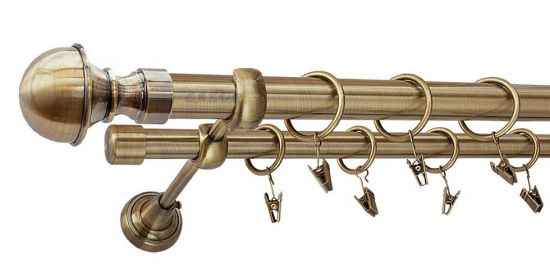Karnisz BOSTON Antyk Mosiądz, Podw&oacute;jny 25 +19 rura gładka
