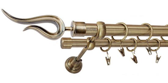 Karnisz VIOLO Antyk Mosiądz, Podw&oacute;jny 25 +19 rura gładka