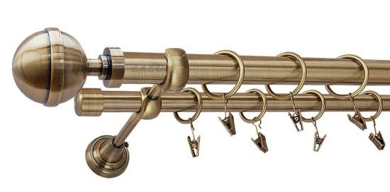 Karnisz KULA LUX Antyk Mosiądz, Podw&oacute;jny 25 +19 rura gładka