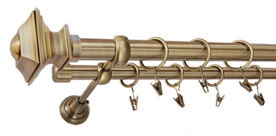 Karnisz VERDI Antyk Mosiądz, Podw&oacute;jny 25 +19 rura gładka