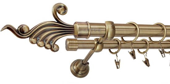 Karnisz FANTAZJA Antyk Mosiądz, Podw&oacute;jny 25 +19 rura gładka